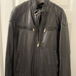 Massimo Dutti Black Sheep Leather Jacket Small